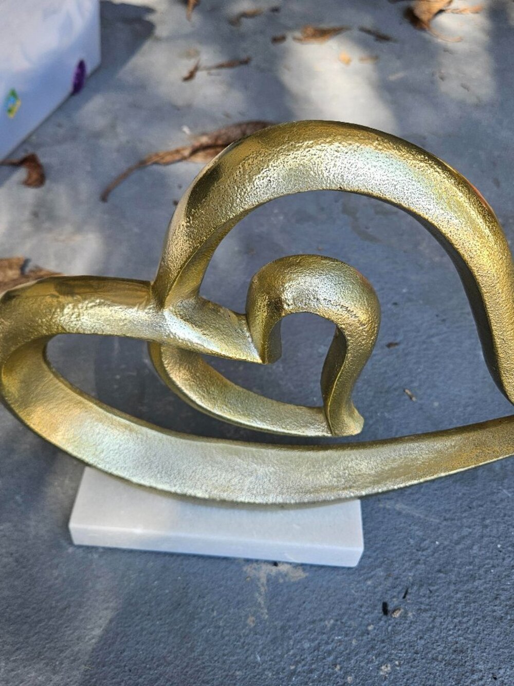 Gold heart on marble block home decor